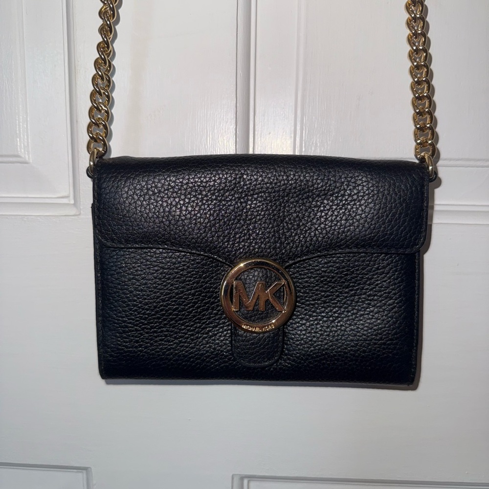 Michael Kors Black Crossbody Bag with Gold Chain